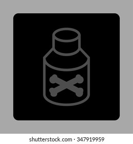 Poison Container vector icon. Style is flat rounded square button, gray and black colors, silver background.