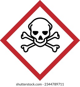 Poison crossbones symbol. Hazard symbol. International standard poisonous substance sign. Skull and crossbones hazard pictogram.