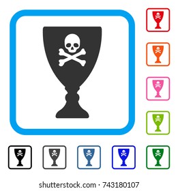 Poison Cup icon. Flat gray pictogram symbol in a light blue rounded square. Black, gray, green, blue, red, orange color versions of Poison Cup vector. Designed for web and app interfaces.