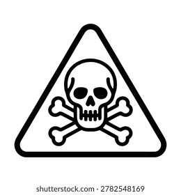 Poison danger symbol in triangular frame, hazardous substance alert, chemical toxicity warning, lethal risk sign.