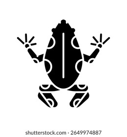poison dart frog black flat icon for digital and print projects. South american animals. Minimal clean icons for apps and websites. Modern simple icons for UI UX and branding