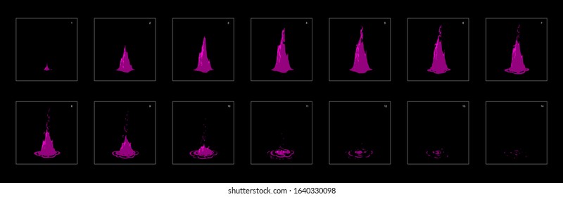 poison drop splash effect animation. poison drop splash drop frames sprite sheet animation for game development, motion graphic or mobile games