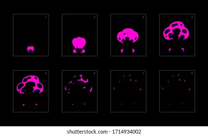Poison explosion effect. Explosion Animation effect. Animation Sprite sheet for games, cartoon or animation. vector style animation effect 1084.