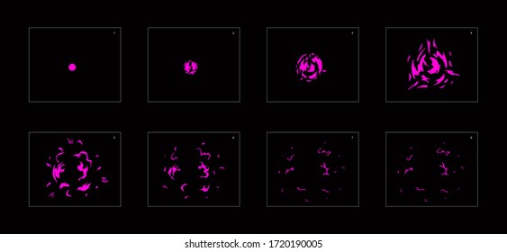 Poison explosion effect. Explosion Animation effect. Animation Sprite sheet for games, cartoon or animation. vector style animation effect 1222.