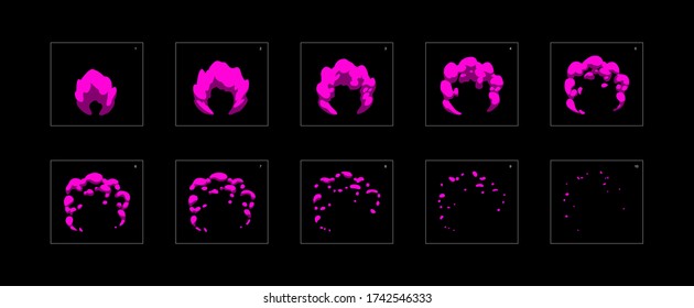 Efecto de explosión de veneno. Efecto de animación de explosión. Animación Sprite sheet para juegos, dibujos animados o animación. efecto de animación de estilo vectorial 20012.