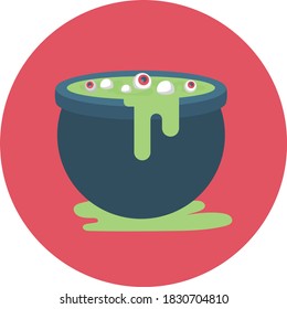 Poison and Eyeball Cooking in Cauldron Pot Concept vector Icon Design, Zombie Eye Cooking in Pot Sign, Halloween 31 October Symbol on White background