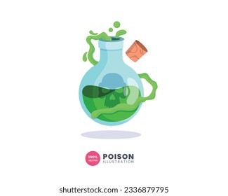 Poison Flask Illustration. Modern Design with fantasy style