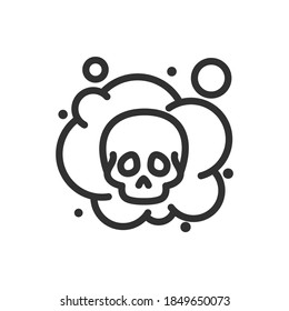 Poison gas with skull icon, linear icon. Editable stroke