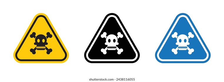 Poison Hazard Sign. Skull Pictogram Indicating Toxic Chemicals. Yellow Triangle Warning for Toxic Substances.