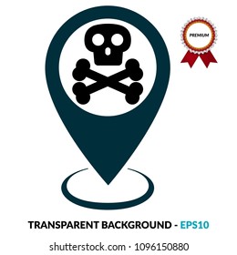 poison here. Map marker with skull symbol.
