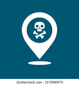 poison here. Map marker with skull symbol.