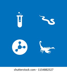 poison icon. 4 poison set with pesticide, potion, snake and scorpion vector icons for web and mobile app