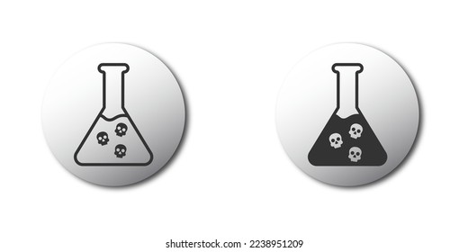 Poison icon. Flask with skulls inside. Vector illustration.
