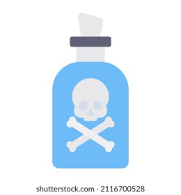 Poison icon, flat design of skull with crossbones

