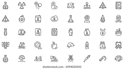 Poison icons collection is a vector illustration with editable stroke, offering versatility and customization. Perfect for various design needs, it includes high-quality graphics.