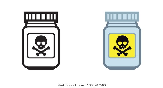 Poison Jar Icon in Color and Black Version
