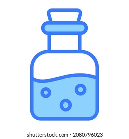 poison jar vector blue outline icon.