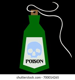 Poison label on the black background. Vector design chemical