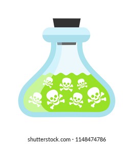 Poison is the laboratory glassware -  notification, warning and caution about dangerous liquid and fluid