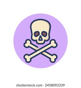 Poison line icon. Skull, bone, danger outline sign. Chemistry and science concept. Vector illustration, symbol element for web design and apps