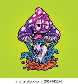 poison magic mushroom cartoon illustration