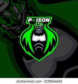 Poison Man Logo with Poison Coming Out of a Gas Mask Illustration.Designs Concept for T-shirts, Tattoos, Stickers, Gaming Logos or Posters.
