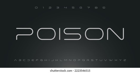 POISON Modern abstract digital tech font. Logo creative font, type, technology, movie, digital, music, movie. Font and illustration in vector format.