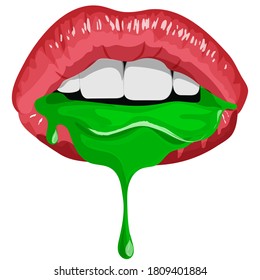 Poison on the lips. Halloween make-up. vector art