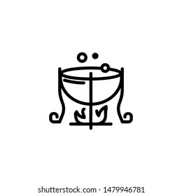 Poison pot line icon. Potion, fireplace, witchcraft. Halloween concept. Can be used for topics like horror movie, evil, sorcery