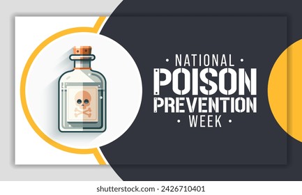 Poison prevention week (NPPW) is observed every year in March, to highlight the dangers of poisonings for people of all ages. vector illustration