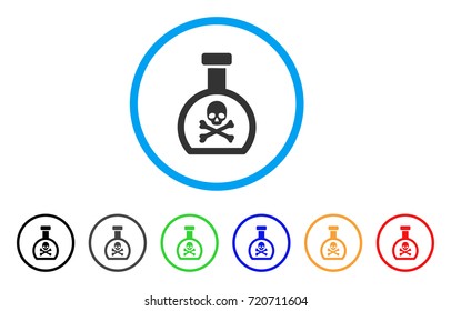 Poison Retort rounded icon. Style is a flat poison retort grey symbol inside light blue circle with black, gray, green, blue, red, orange versions. Vector designed for web and software interfaces.