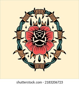 poison rose tattoo vector design