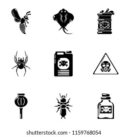 Poison security icons set. Simple set of 9 poison security vector icons for web isolated on white background