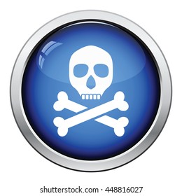 Poison sign icon. Glossy button design. Vector illustration.