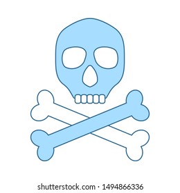 Poison Sign Icon. Thin Line With Blue Fill Design. Vector Illustration.