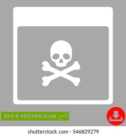 Poison Skull Calendar Page icon. Vector EPS illustration style is flat iconic symbol, white color.