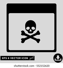 Poison Skull Calendar Page icon. Vector EPS illustration style is flat iconic symbol, black color.