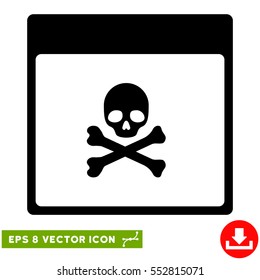 Poison Skull Calendar Page icon. Vector EPS illustration style is flat iconic symbol, black color.