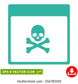 Poison Skull Calendar Page icon. Vector EPS illustration style is flat iconic symbol, cyan color.