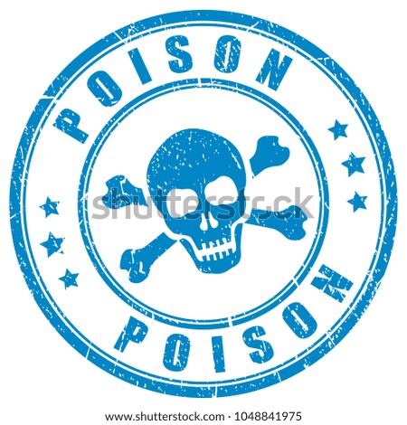 Poison skull vector stamp isolated on white background