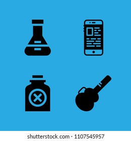 poison, smartphone, guitar protector and flask icons vector in sample icon set for web and graphic design