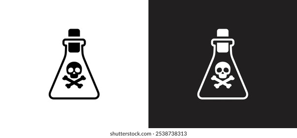 Poison tube Icon, Hazmat Label on packaging bottle. Poison Bottle, dangerous material sign vector icon. Chemical bottle with label danger sign vector illustration on black and white background.