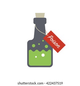 Poison vector icon. Bottle with poison liquid and bubbles.