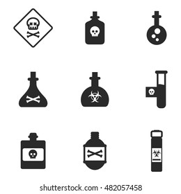 poison vector icons. Simple illustration set of 9 poison elements, editable icons, can be used in logo, UI and web design