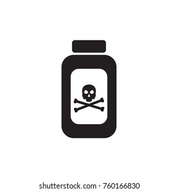 Poison or venom bottle with skull and crossbones vector icon. pesticides