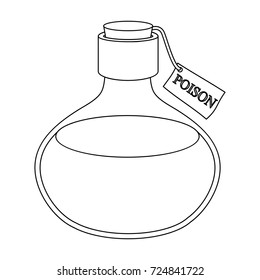 The poison is in a vessel with a label. Poisoned liquid single icon in outline style vector symbol stock illustration web.