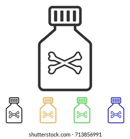 Poison Vial icon. Vector illustration style is a flat iconic poison vial symbol with black, grey, green, blue, yellow color versions. Designed for web and software interfaces.