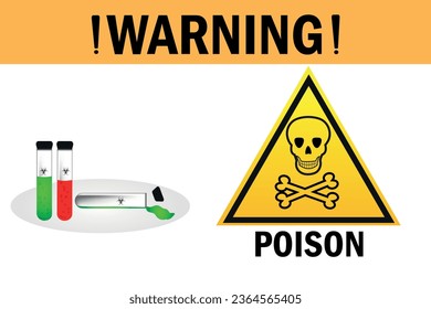 Poison. Warning about careful handling of toxic and biologically hazardous substances. Vector illustration on a white background.