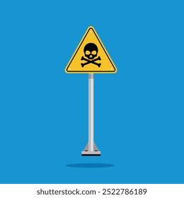 Poison warning sign on yellow triangle sign. Suitable for posters and web icons