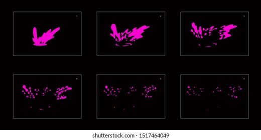 poison wave splash effect. wave animation sprite sheet. Classic animation for game, cartoon, motion or something else.